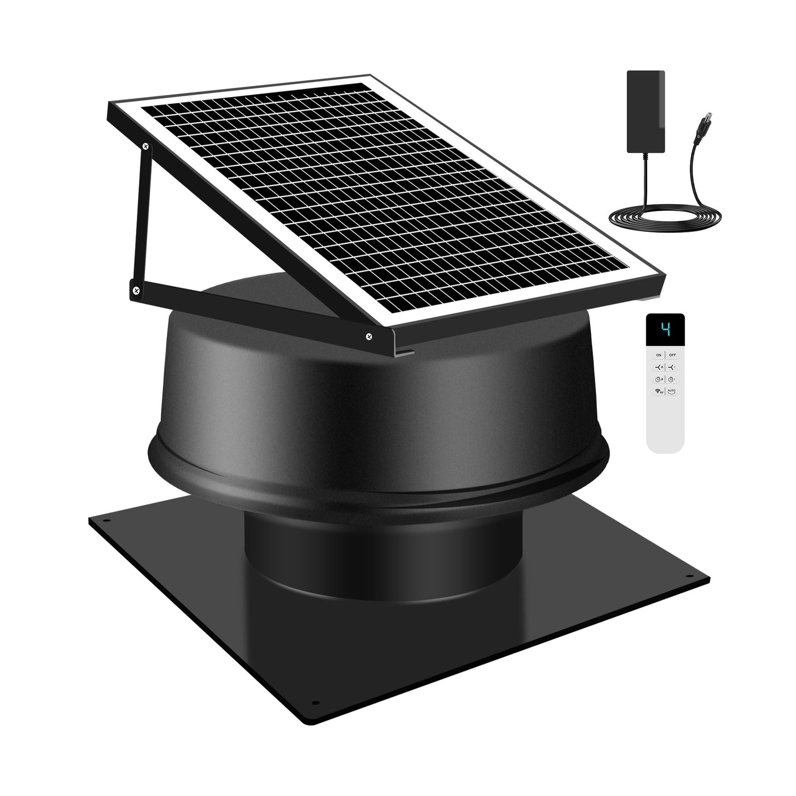 42W Solar Attic Fan with Thermostat and Remote Contorl 2100 CFM Solar Roof Ex...