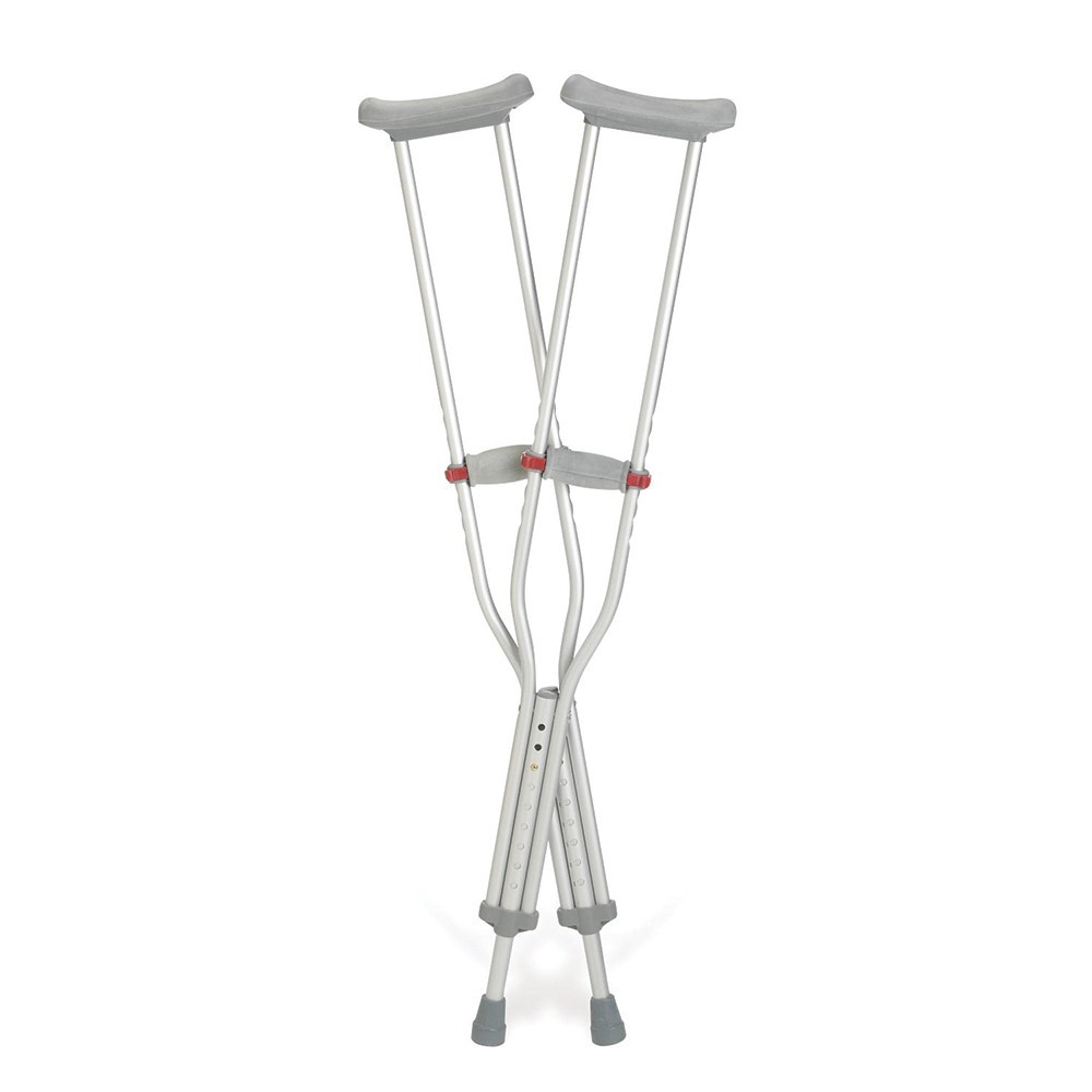 NEW! Medline Lightweight Aluminum Red Dot Crutches, ONE PAIR Patients 5’1”–5’-9”