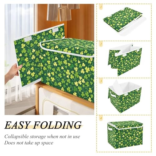 St. Patrick's Day Storage Bins with Lids and Carrying Handle,Foldable Storage