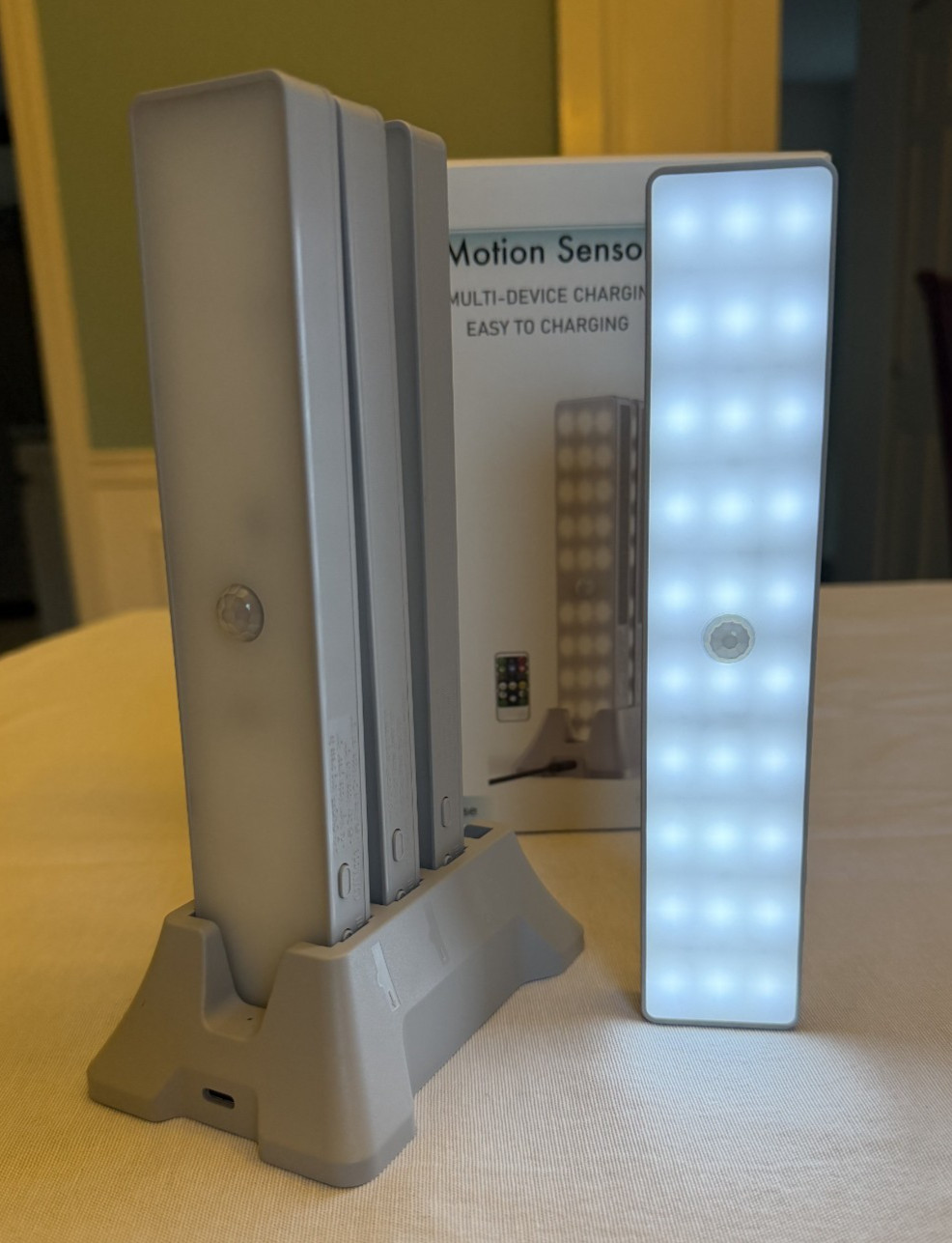 LED Closet Light with Charging Station, 4 Pcs Dimmer Rechargeable Motion Sensor