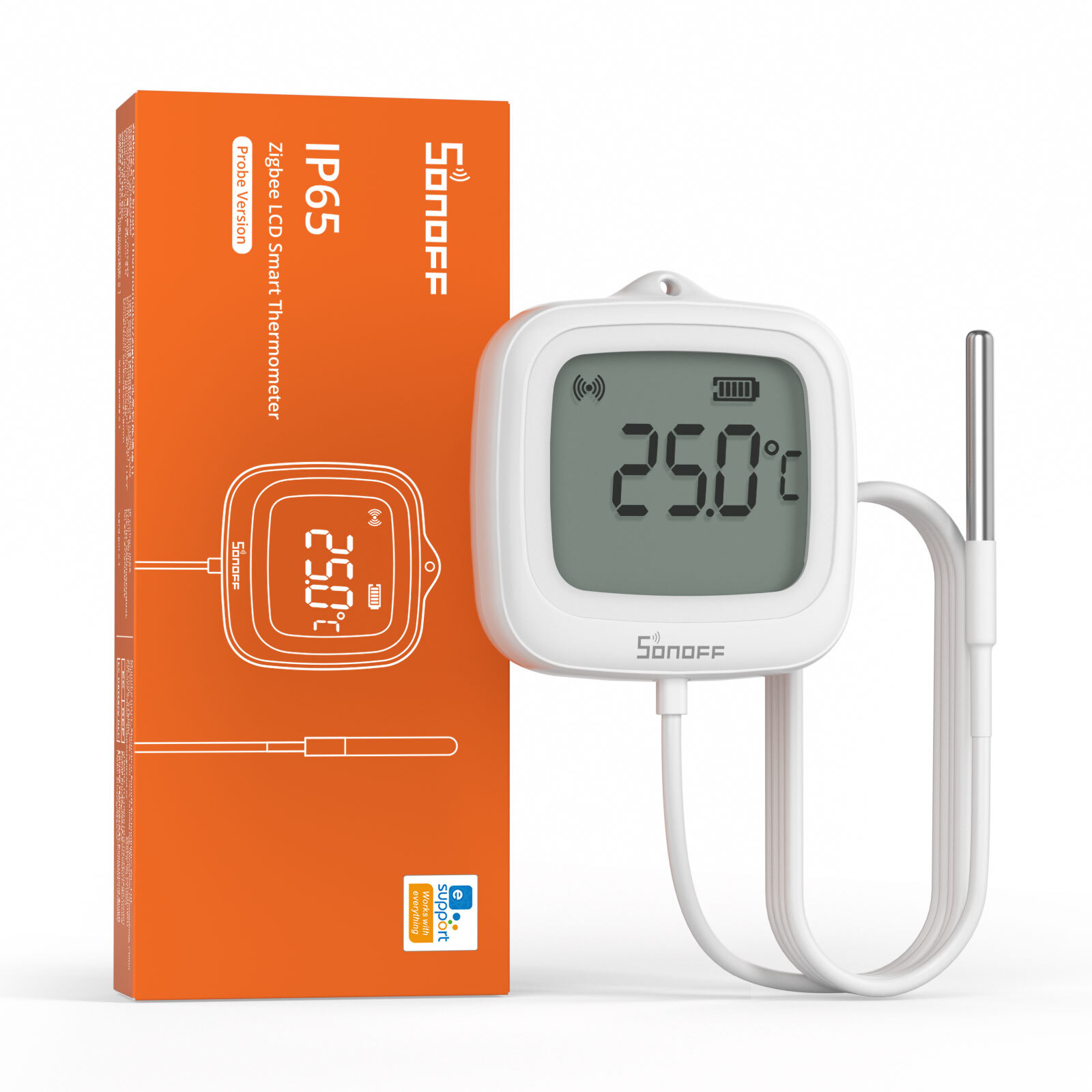 SONOFF IP65 Zigbee LCD Smart Home Thermometer with Probe Detect Temp Measurement