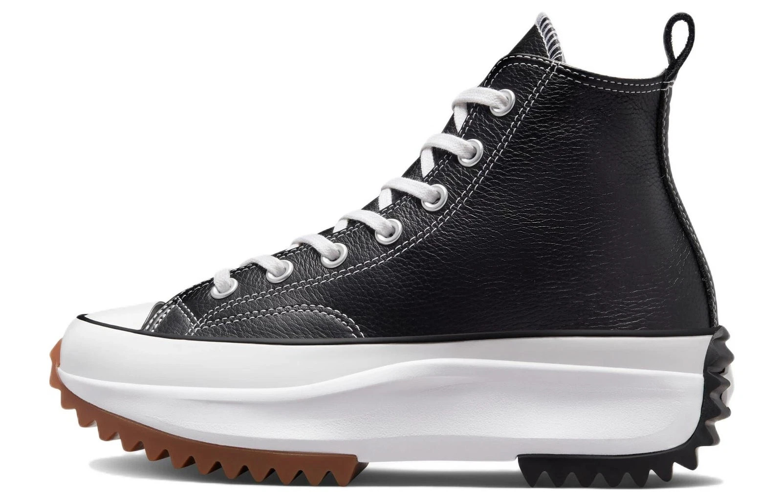 Converse Run Star Hike Hi Black Leather White Platform Shoes Womens 6.5-10
