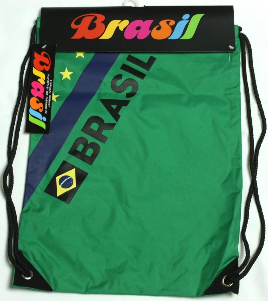 Brasil Unisex Green Drawstring Backpack School Travel Outdoor Accessory NIB