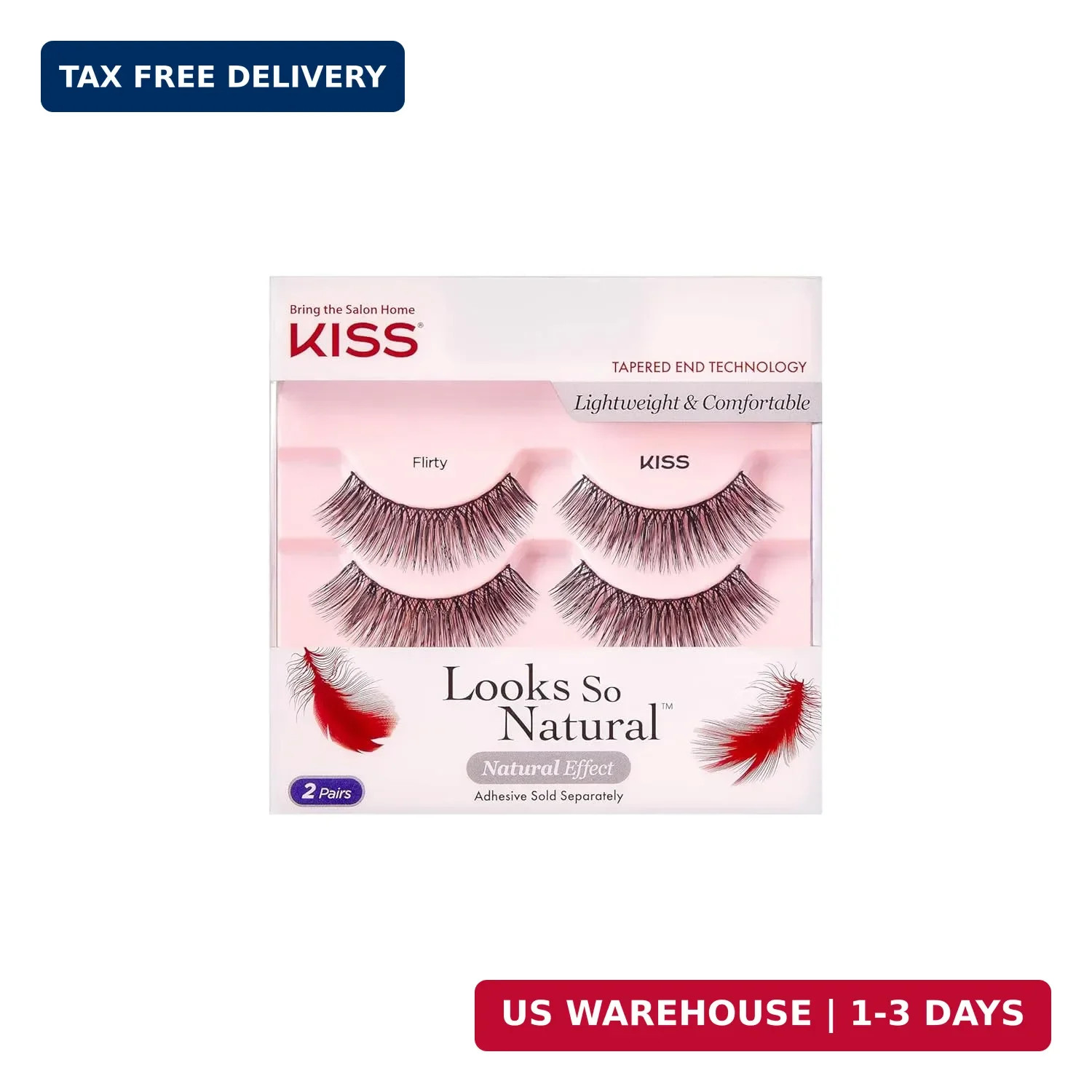 Kiss Looks So Natural False Eyelashes Double Pack, Lightweight & Comfortable, Ta