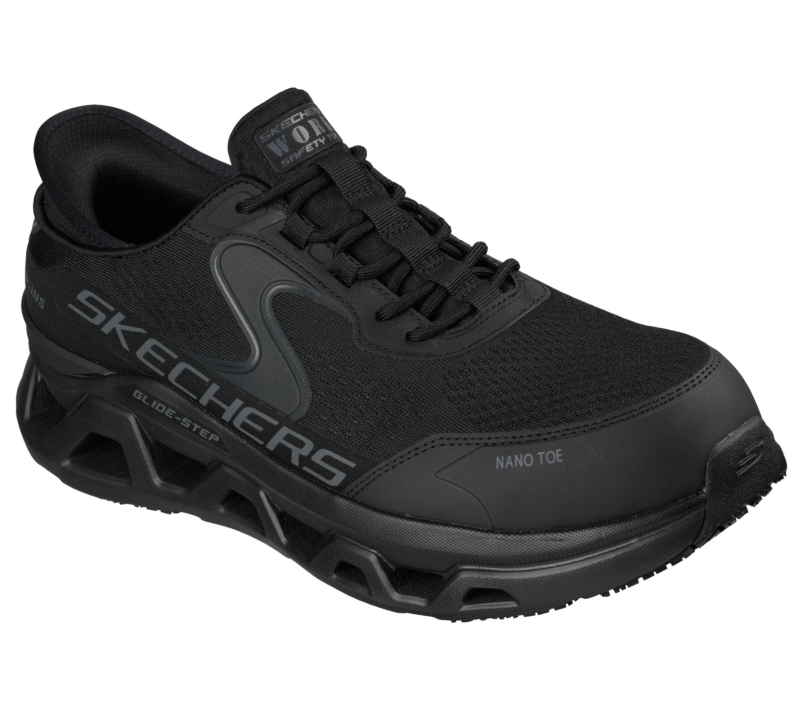 Skechers Shoes Work Men's Slip Ins Black Glide Memory foam Slip Resistant 200452