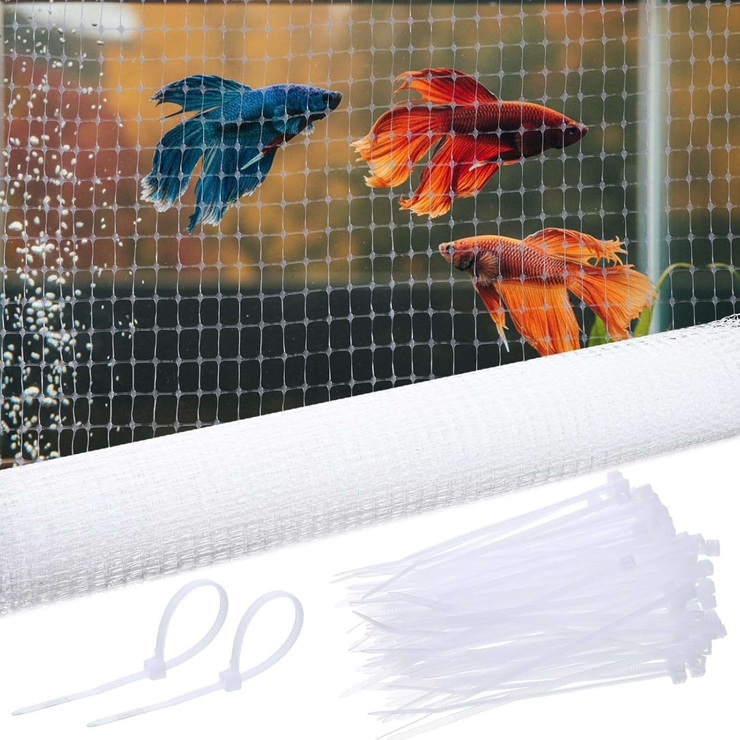 Aquarium Mesh Fish Tank Cover 10-75 Gallon Fish-Tank Lid Clear Fish Net for F...