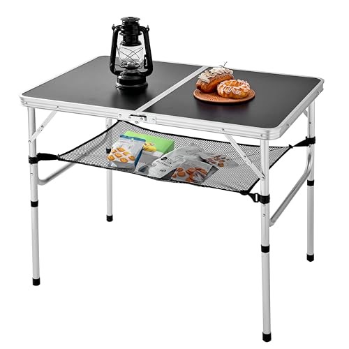 Folding Camping Table, 36''L x24''W Camp Aluminum Table with Adjustable Height