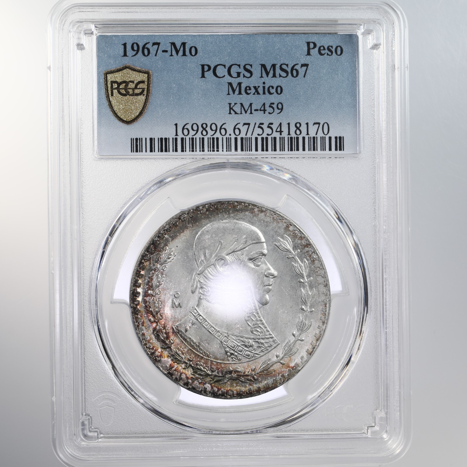 1967-Mo Mexico Peso KM-459 PCGS Certified MS 67