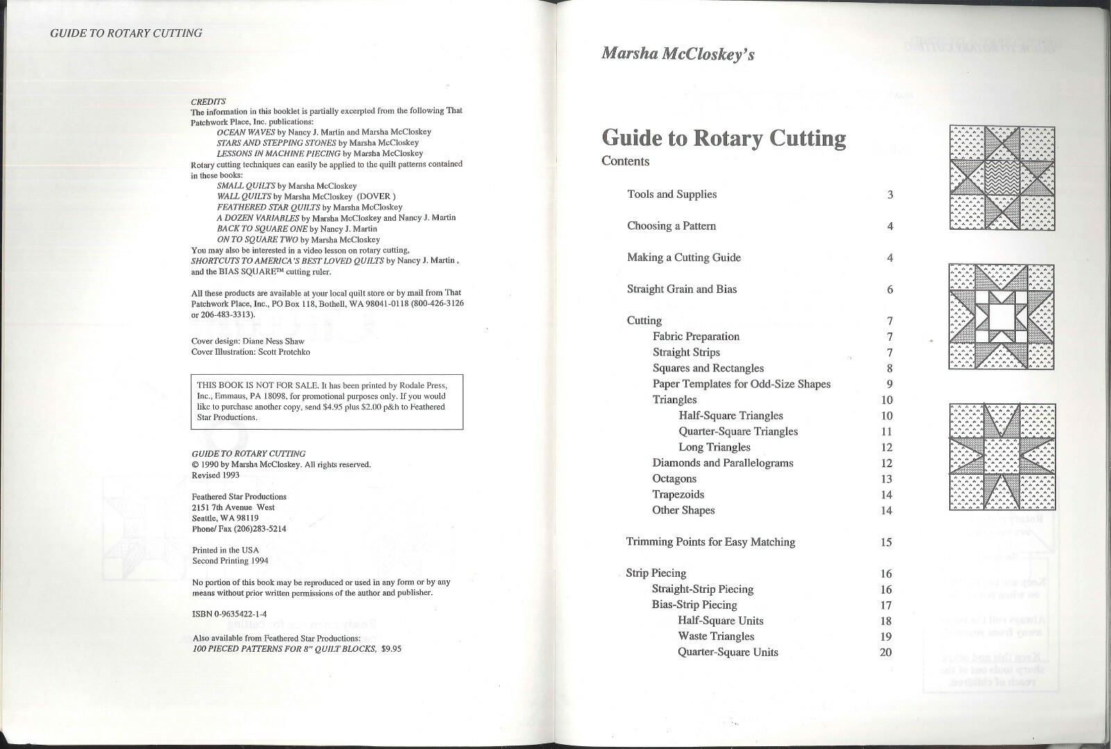 Guide To Rotary Cutting Patchwork Pieces 1994 McCloskey Strips Trimming Points