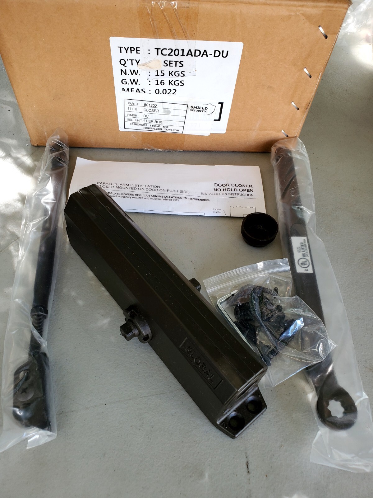 Shield Security®  PART 801202 Heavy-Duty Hydraulic Closer, Bronze TC201ADA-DU