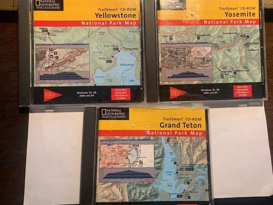 Lot of 3 Trailsmart National Park Maps (Yellowstone, Grand Teton, Yosemite)