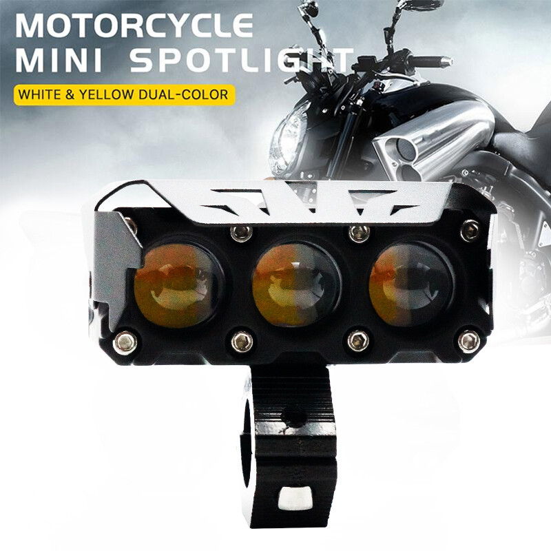 1PC Motorcycle LED Lens spotlight Double lenses Spotlight auxiliary fog lamp