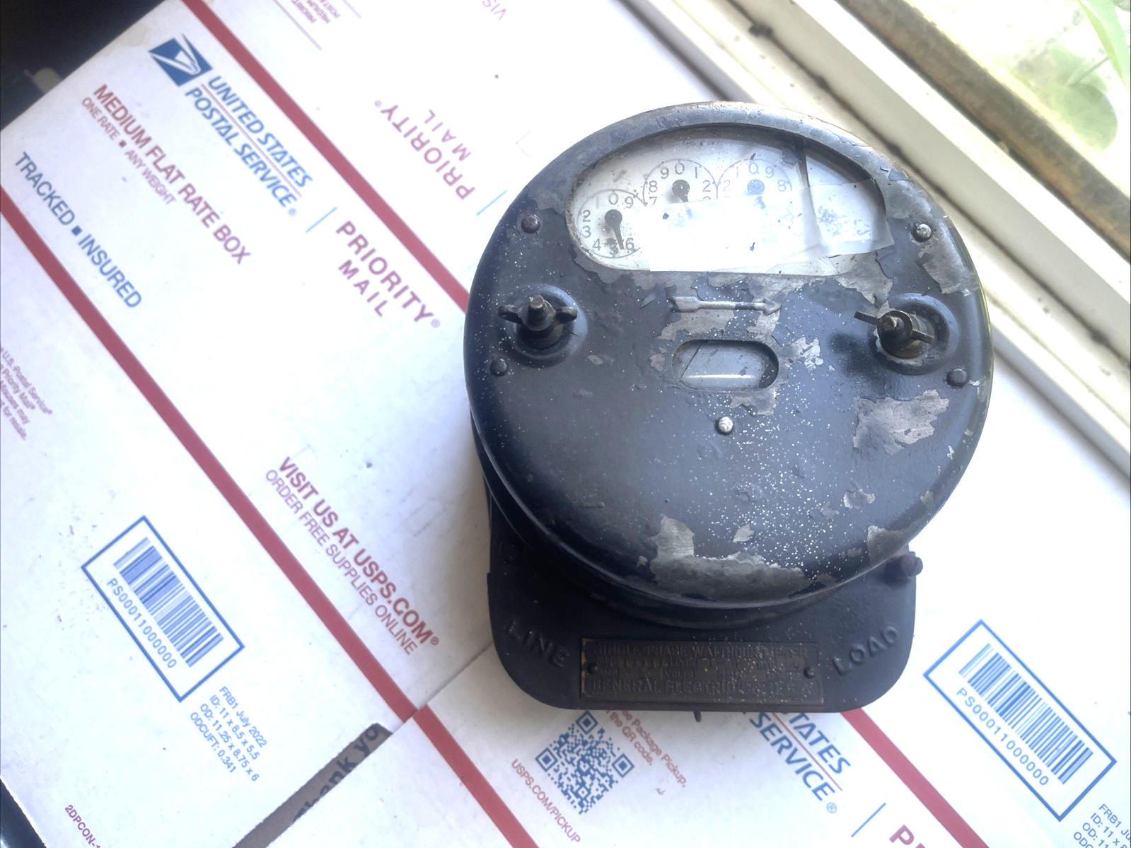 Vintage General Electric I-14 single-phase watthour meter 25 amp 220 watt
