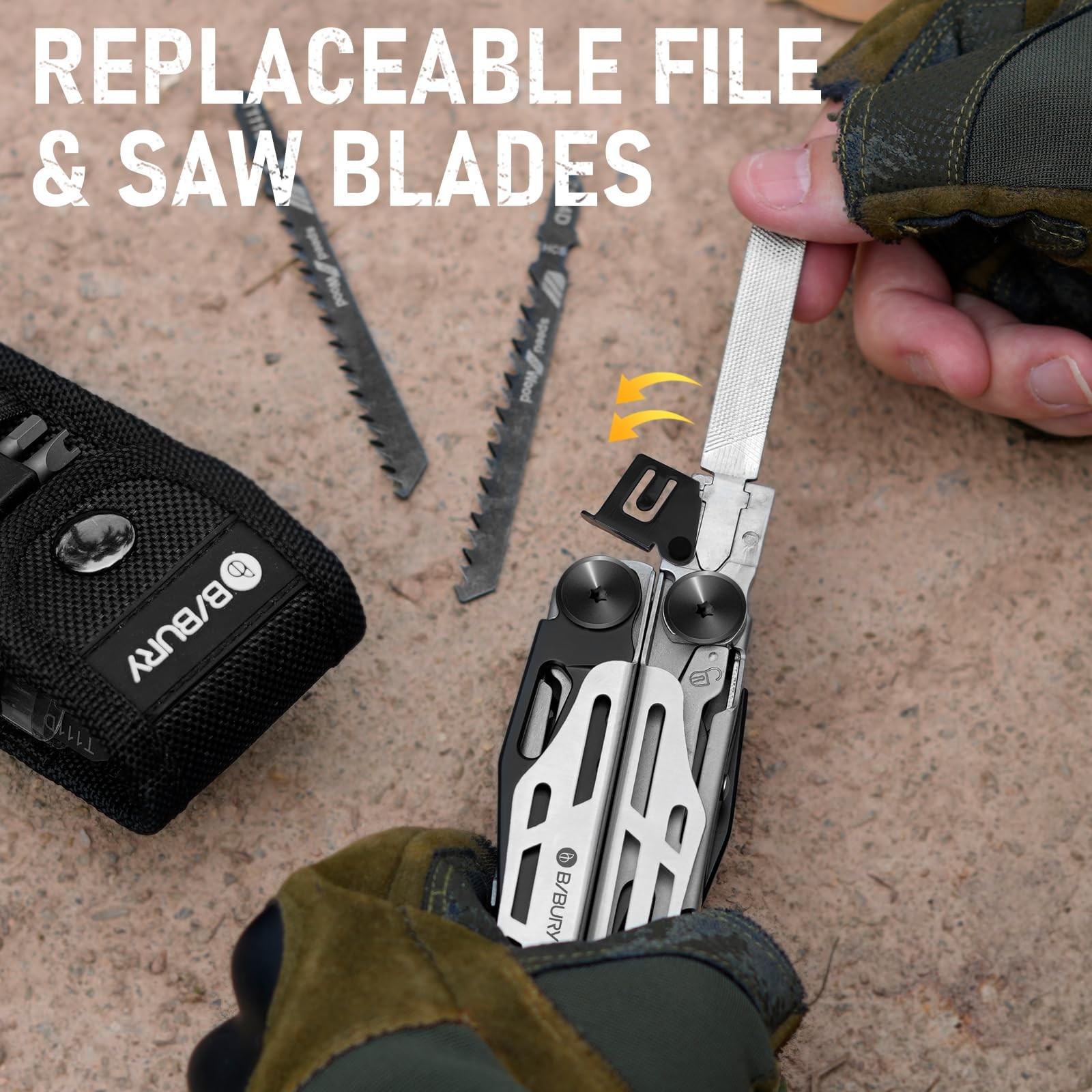 BIBURY Multitool Pliers Pro BI2045, Foldable Multitools with Black