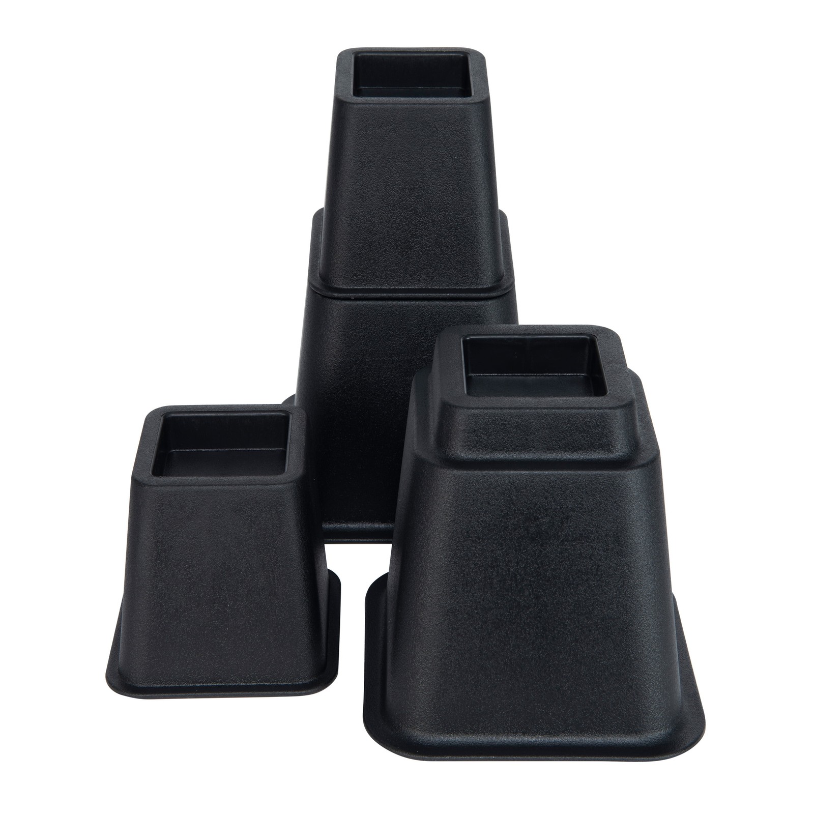 8 Piece Plastic Adjustable 3", 5", or 8" Bed Risers Set, 4.5" x 4.5", Black