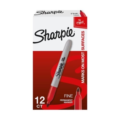 12 Red Sharpie PERMANENT Markers IN BOX Fine 30002 FREE SHIPPING BUY4 GET 5% OFF