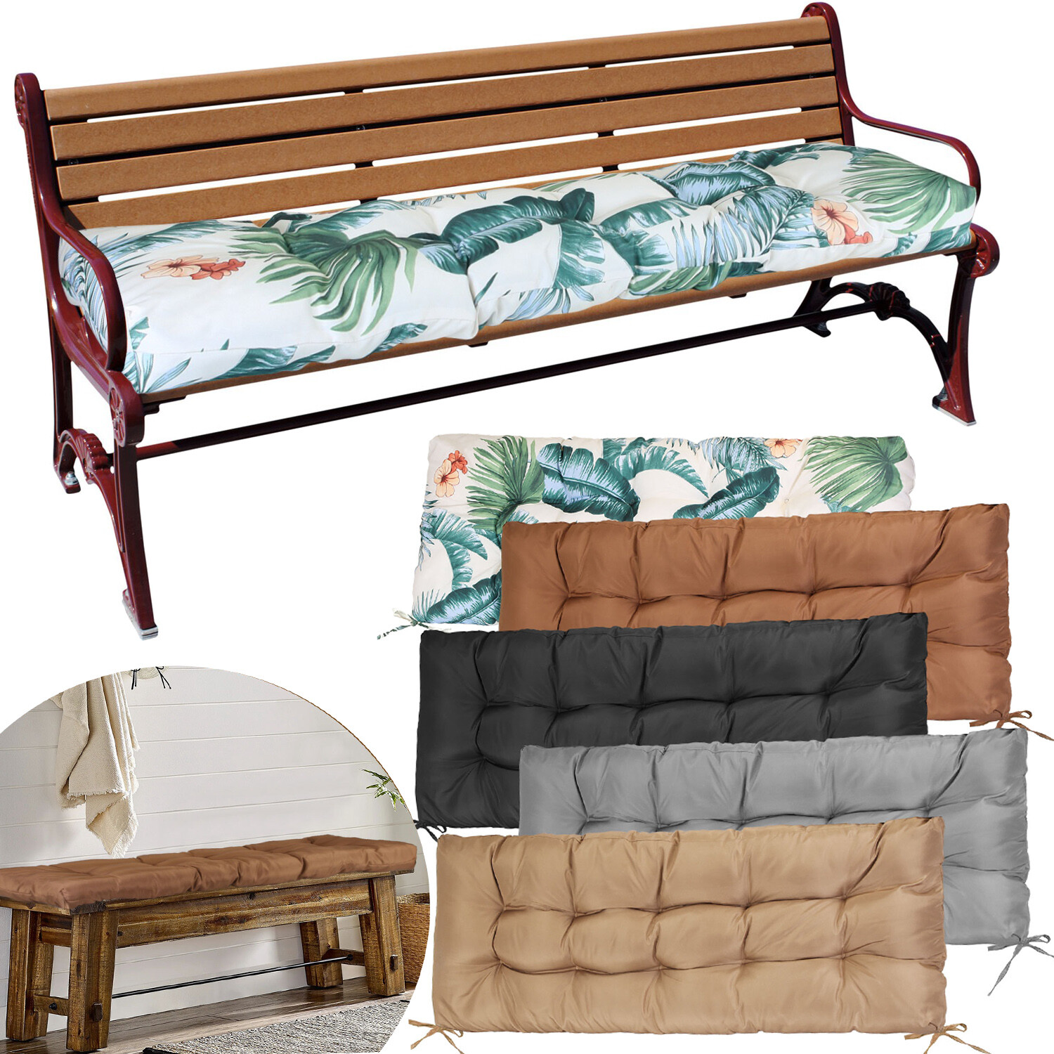 51.2"x19.7" Indoor/Outdoor Bench Cushion Swing Cushion for Lounger Garden Bench