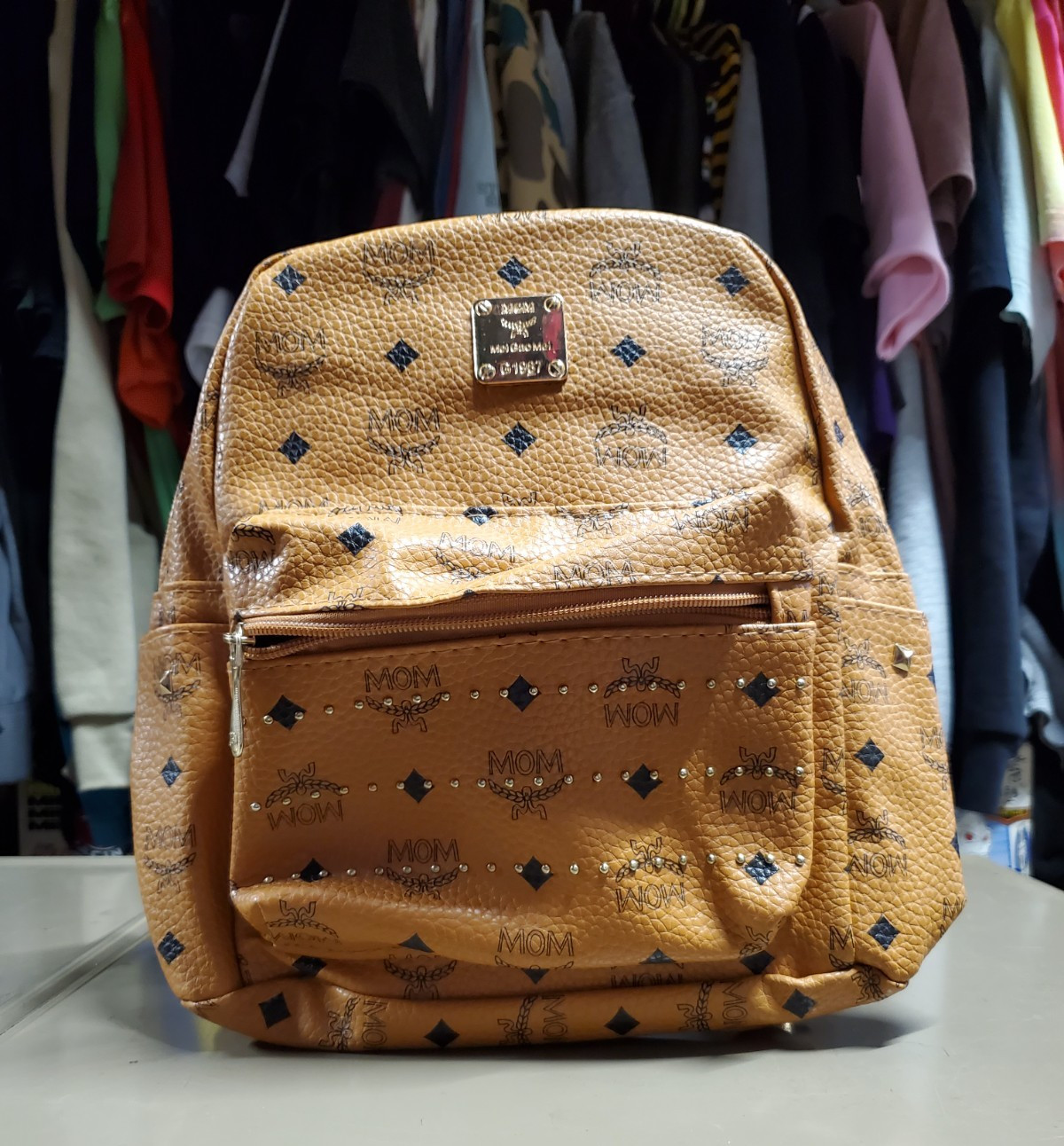MGM Cognac Mini Backpack Brown MOM WOW Bag Mei Gao Mei Rare Excellent