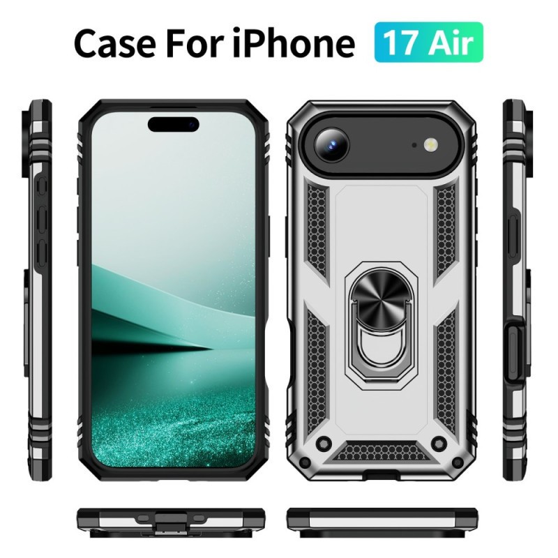 Military Grade Hybrid Case with Ring Grip for iPhone Air - Silver