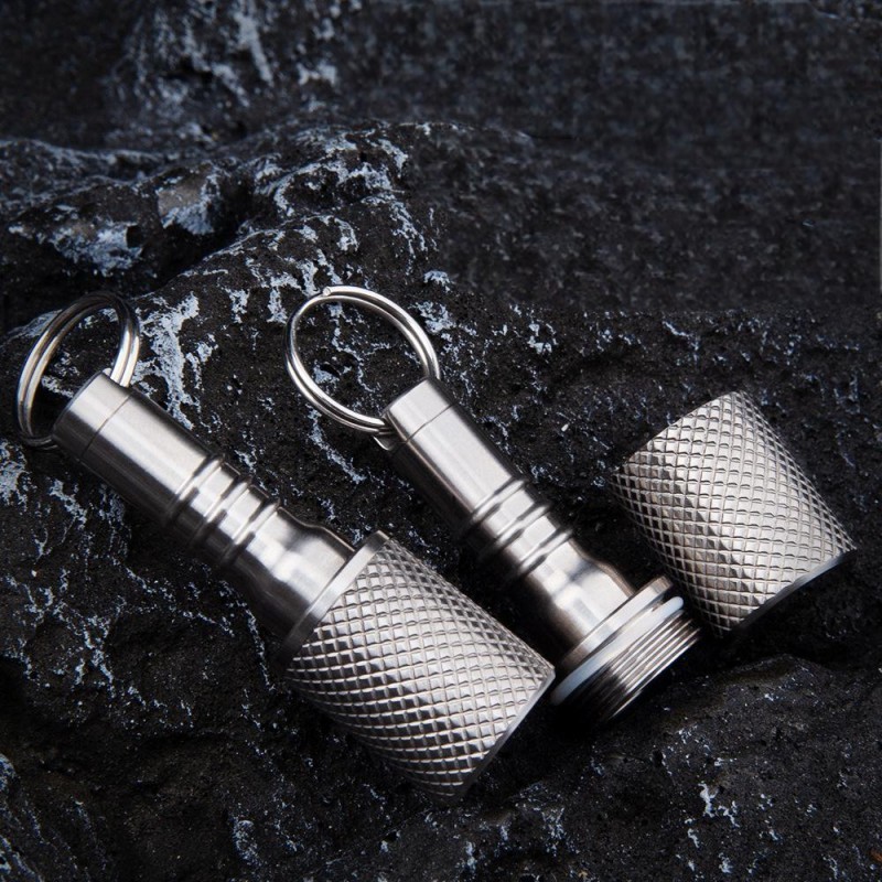Titanium Pill Holder Case Organizer container Waterproof Portable Keychain EDC