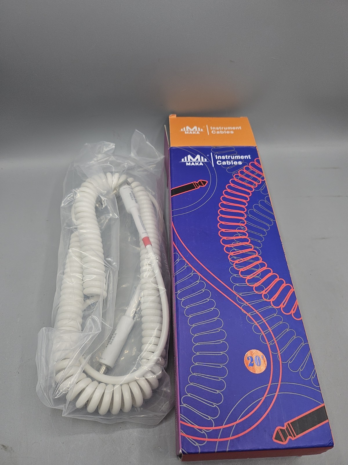 M MAKA Premium Guitar Coil Cable 20 Feet, Instrument 20' (White), White