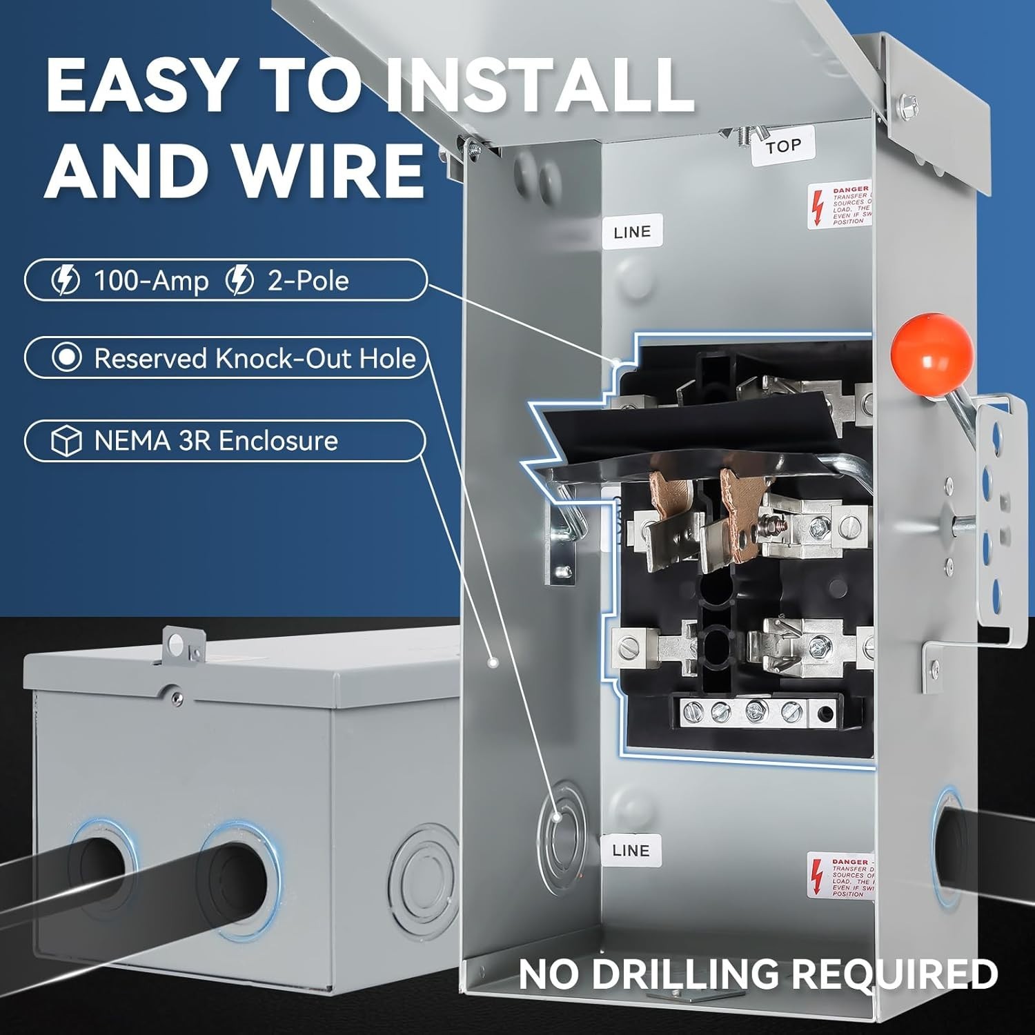 100A Double-Throw Generator Transfer Switch - Weather-Resistant Outdoor Solution