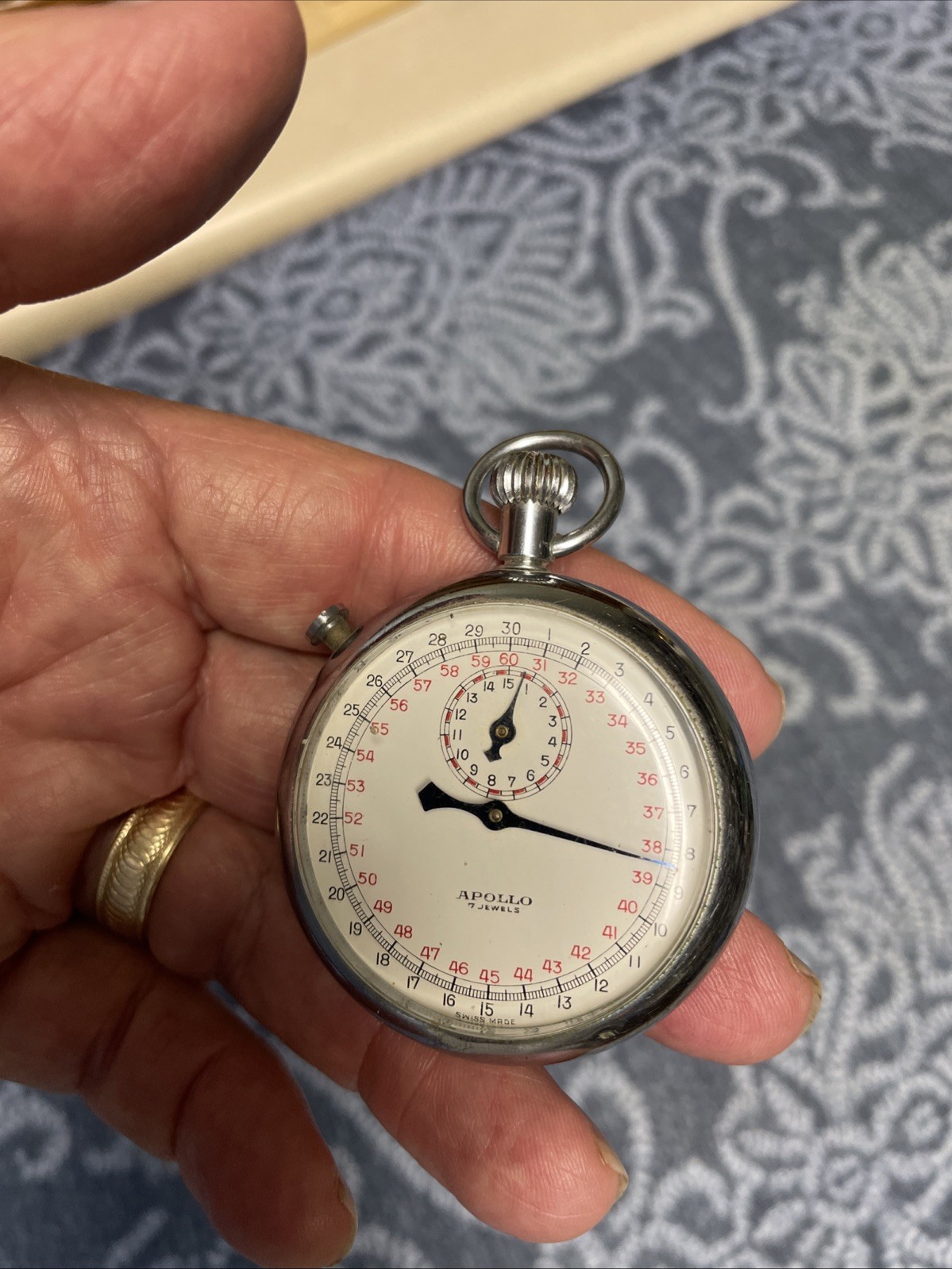 Vintage Apollo 7 Jewels  Pocket Stop Watch, Switzerland.