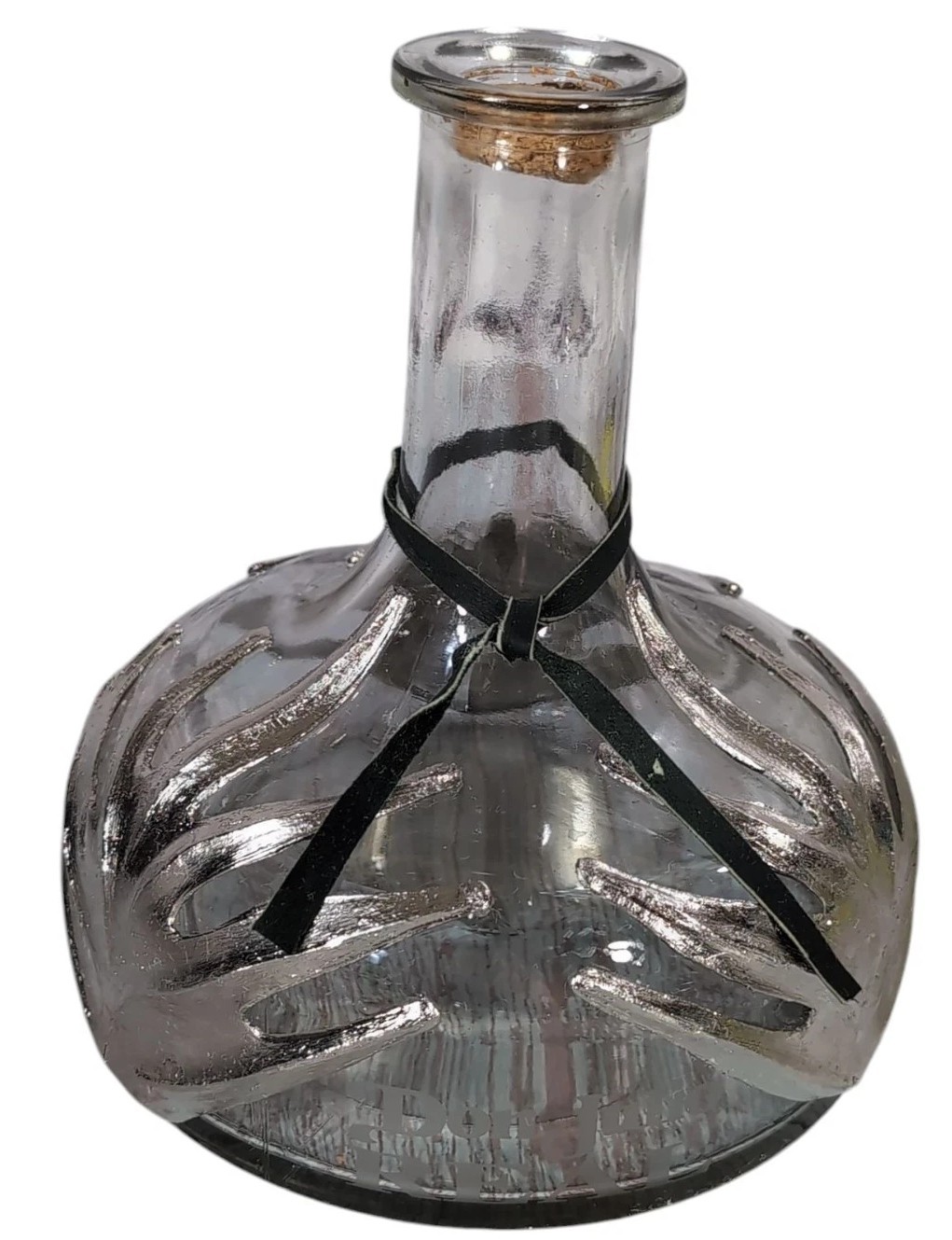 Vintage Don Julio REAL Tequila Anejo Empty Decanter Bottle Metal Leaves 7" x 6"