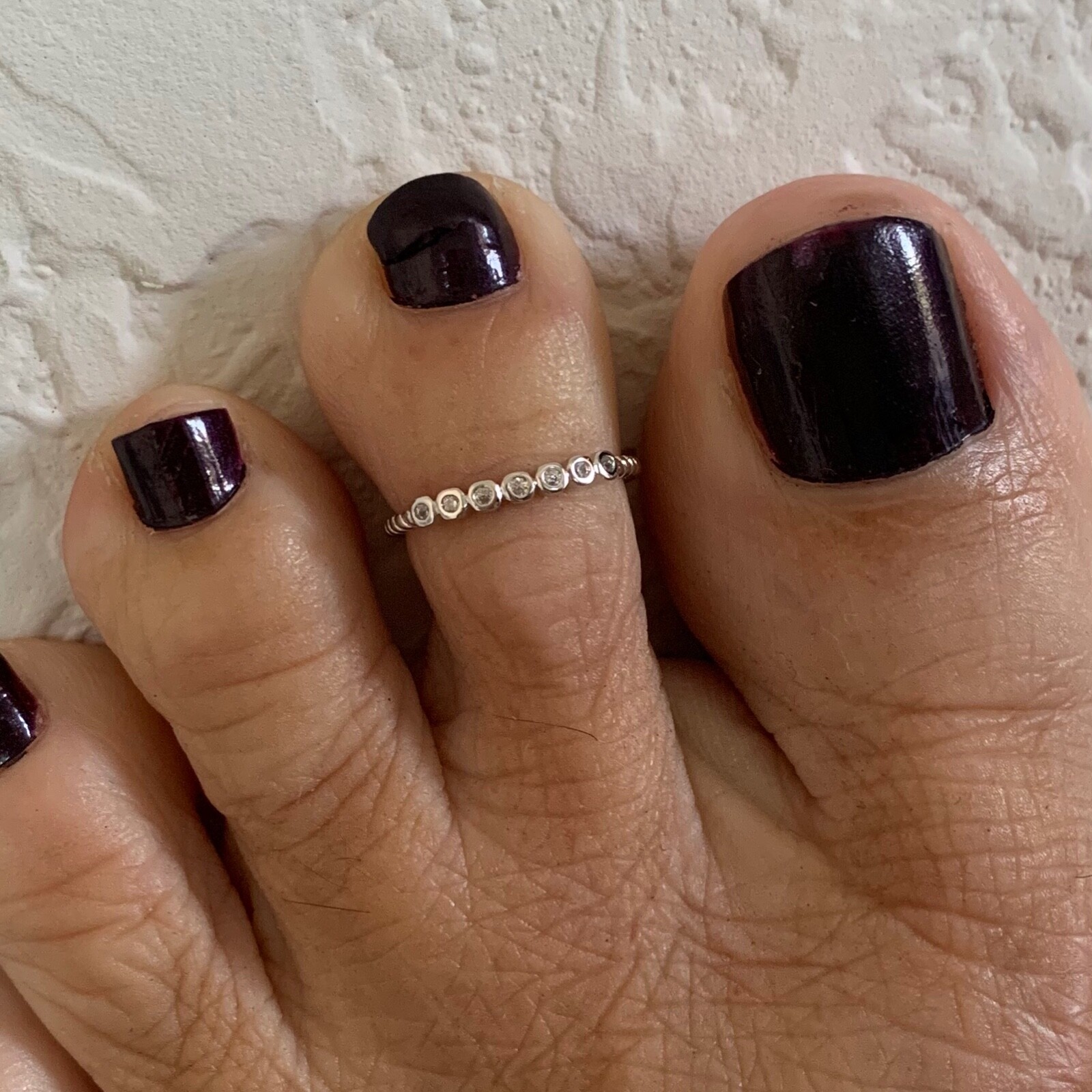 Sterling Silver 7 Tiny CZ Toe Ring, Silver Ring, CZ Ring, Dainty Ring, Midi Ring
