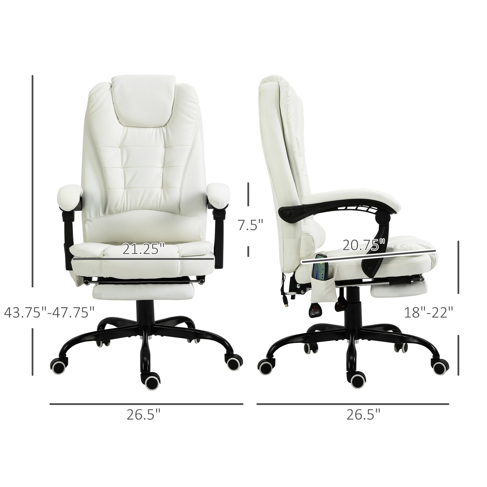 7-Point Vibrating Massage Office Chair with High Back White