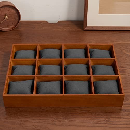Solid Wood Watch Storage Tray for Drawer Watch Pillow Organizer Display Gray