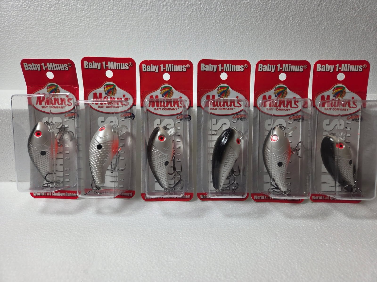 Mann's Bait Company Baby 1- (6 lures of Pearl/Black)