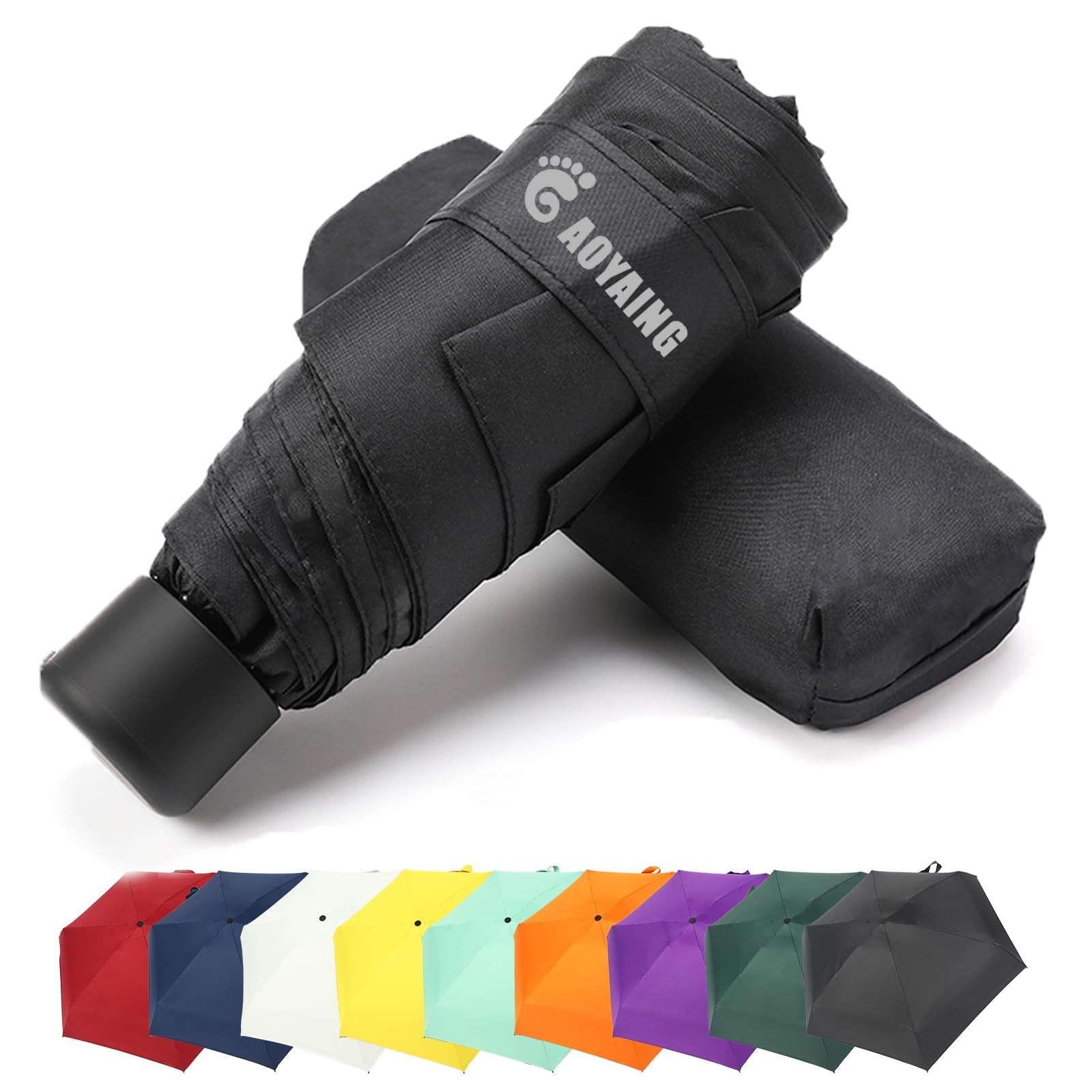 GAOYAING Compact Travel Umbrella with Case Sun&Rain Lightweight Small and Com...