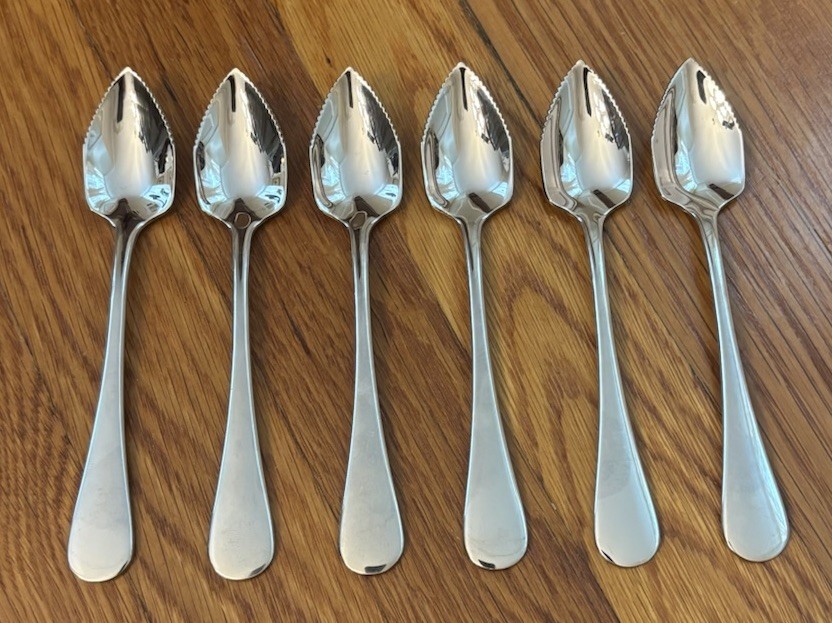 Set of 6 Dansk Silhouette Flatware Grapefruit Spoons Glossy Stainless Steel NICE