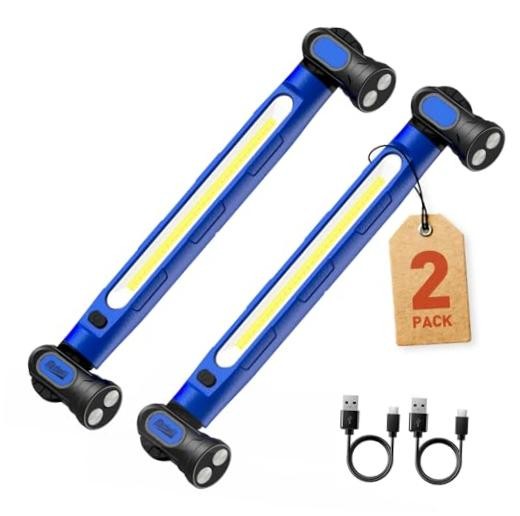 2PK Magnetic Under Hood Work Light Bar for Mechanics-| Rechargeable Blue