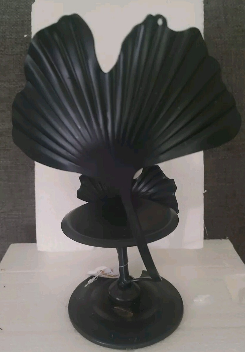 Martha Stewart Black Iron Lotus Flower Tabletop Pillar Candleholders Set of 2