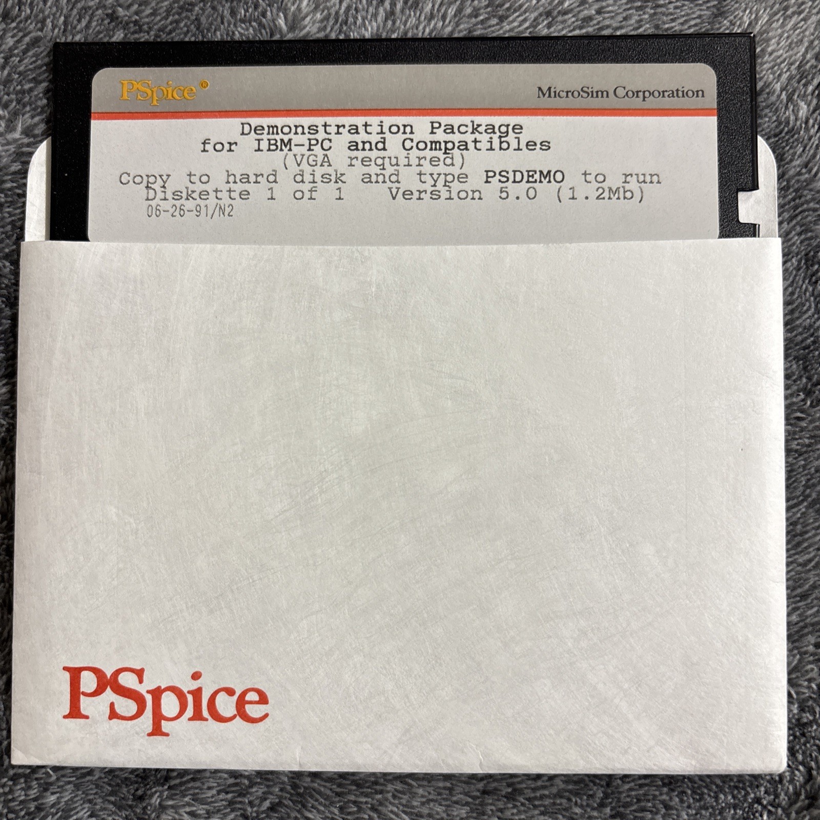 Vintage PSpice Demonstration Package 5.25 diskette Version 5.0 VGA Required VG