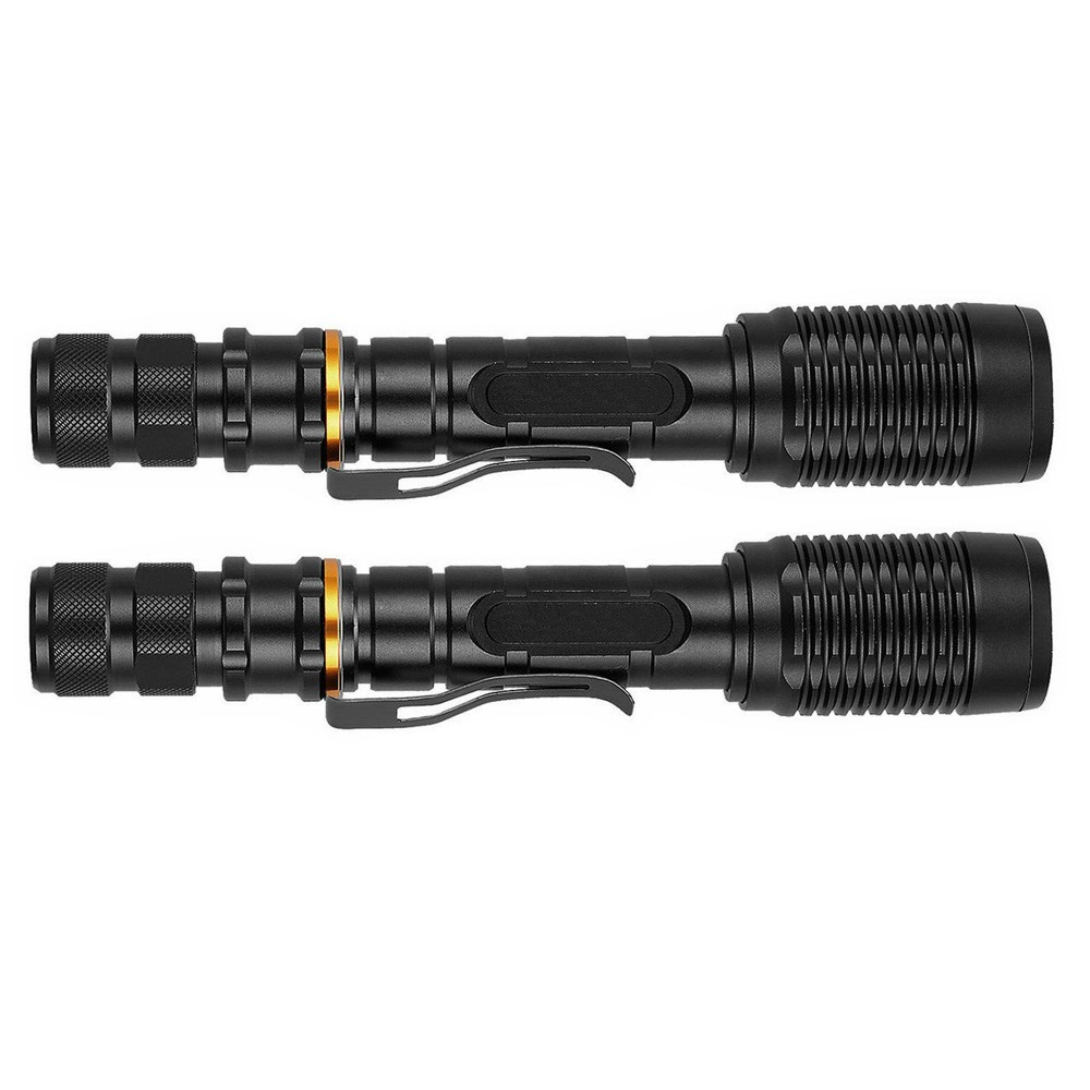 2Pack LED Flashlight For Tactical Police LED Bright 5 Mode Zoomable Torch