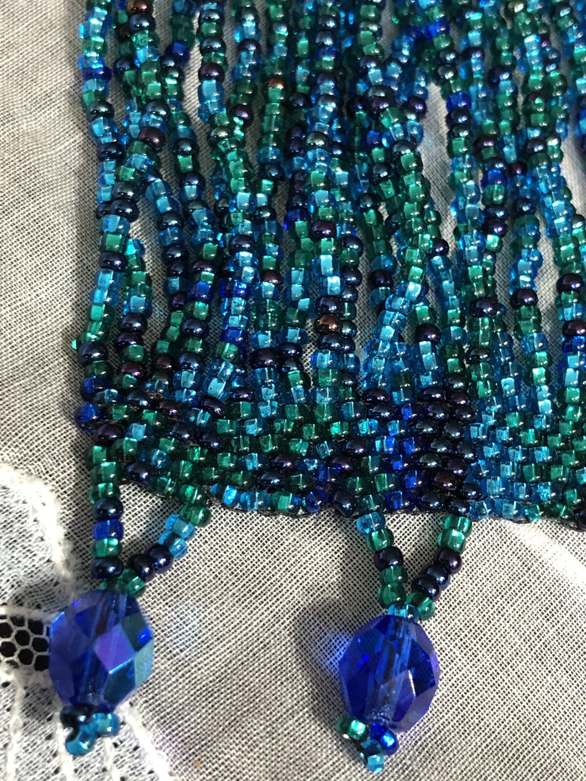 Blue Micro Beaded Bracelet Hand Crafted Jewelry YE-5
