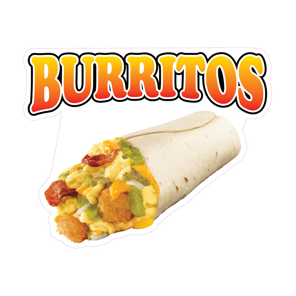 Food Truck Decals Burritos Style B Restaurant & Food Concession Sign White