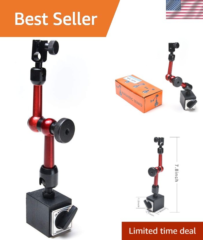 3-Joint Red Adjustable Magnetic Base Holder for Precision Dial Measurement