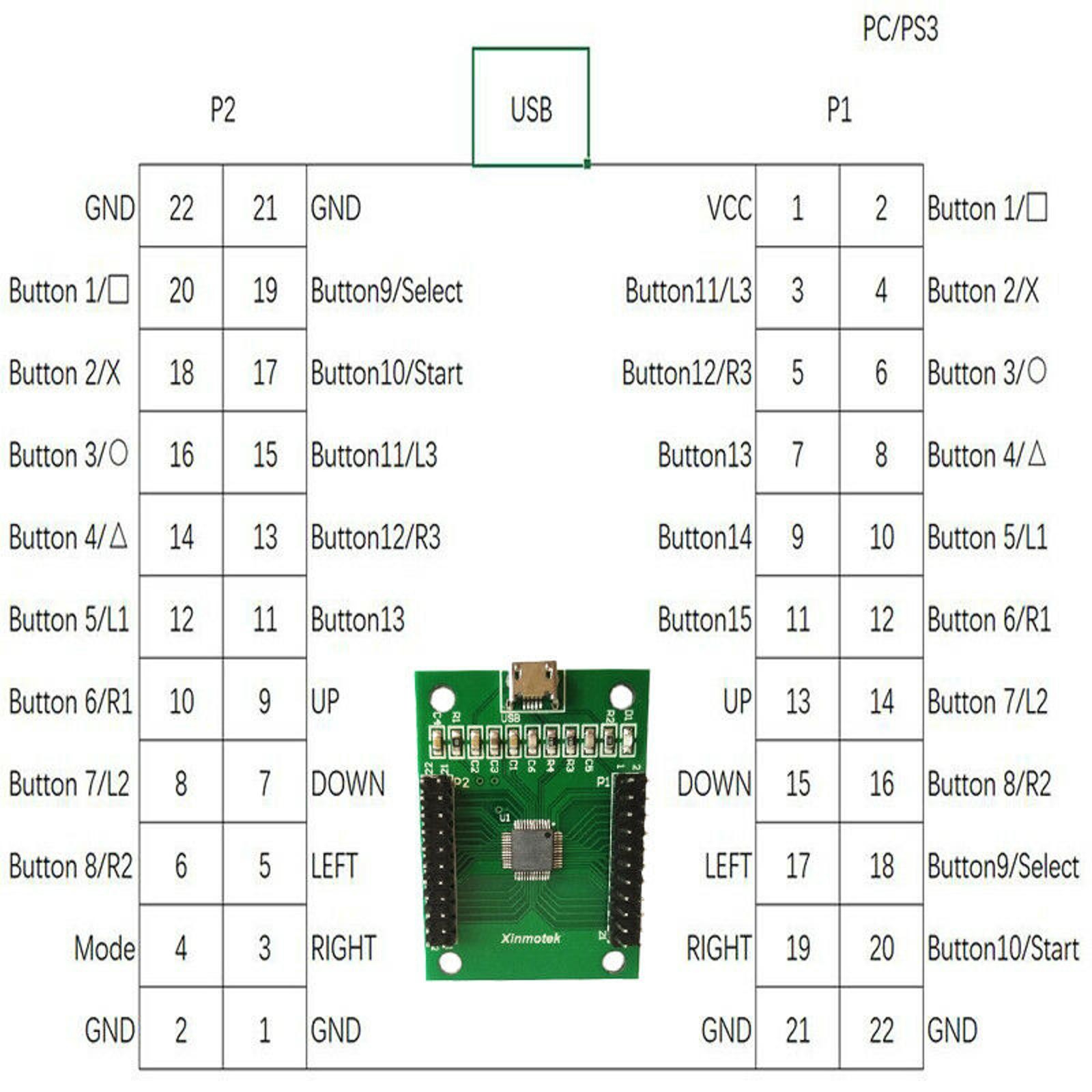 Arcade Encoder to USB Controller 187 Wiring 2 Players DIY Kit For Mame PC PS3 D