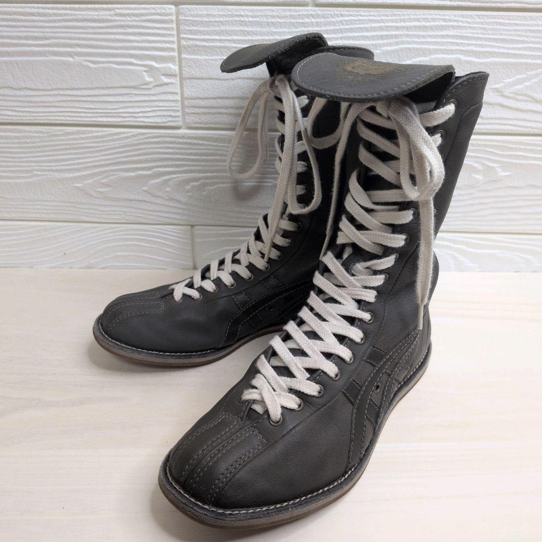 ONITSUKA TIGER Boxing Shoes THL315 Gray Leather Ring Shoes US Women’s Small Rare
