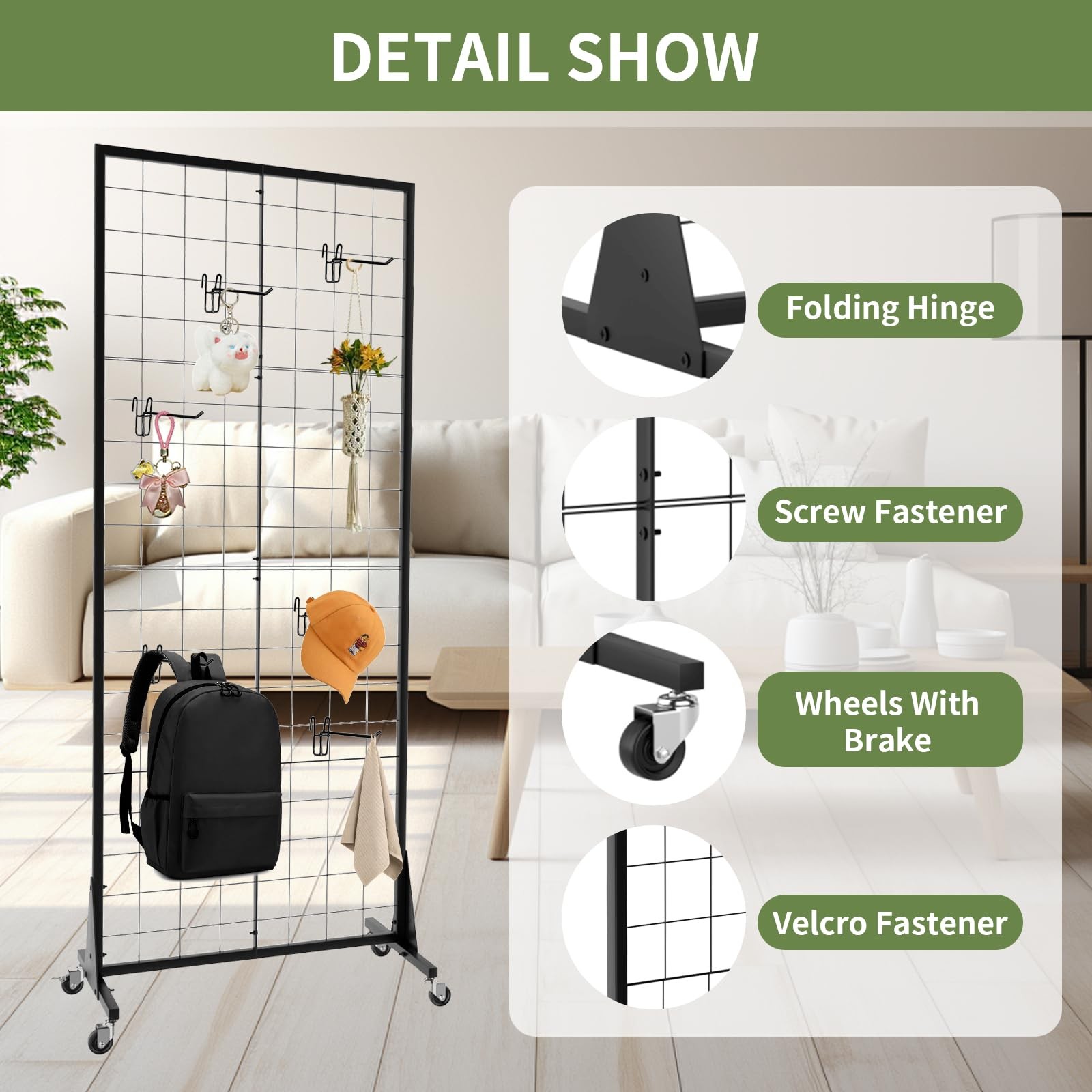 1-Pack Grid Wall Panels, 2' X 5.5' Ft Gridwall Panel Display Stand, Heavy Mov...