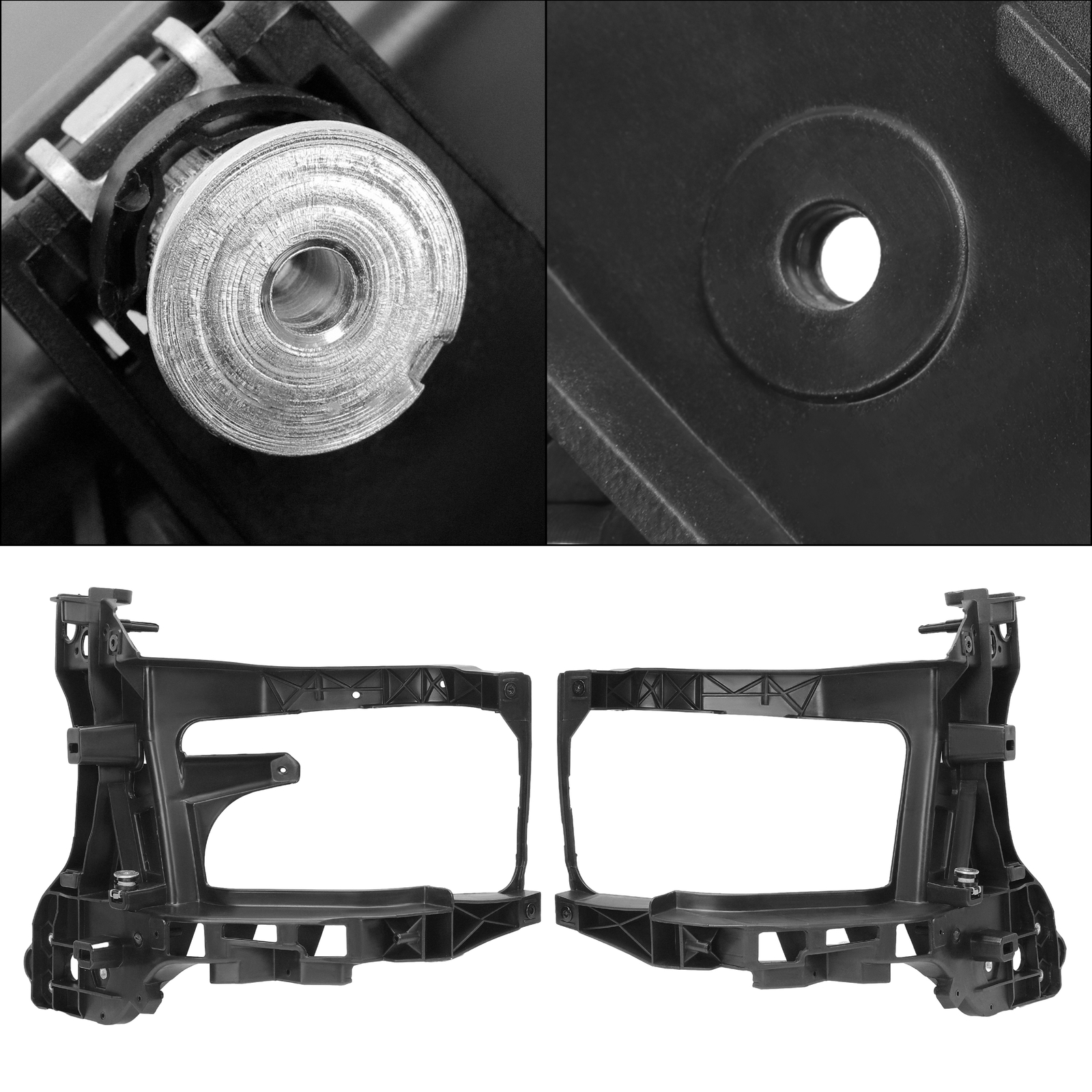 HECASA Pair of Radiator Support Headlight Brackets For 2013-24 20 Ram 1500 2500