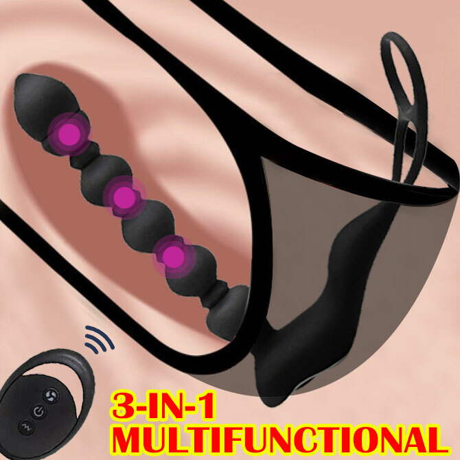 Male Prostate Massager Anal Plug Beads G Spot Vibrator Penis Cock Ring Sex Toys