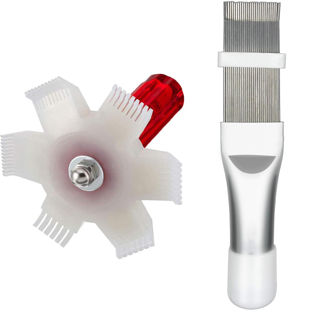 2Pcs Cleaning Tool Air Conditioner Fin Repair Tool Coil Comb A/C Condenser Brush