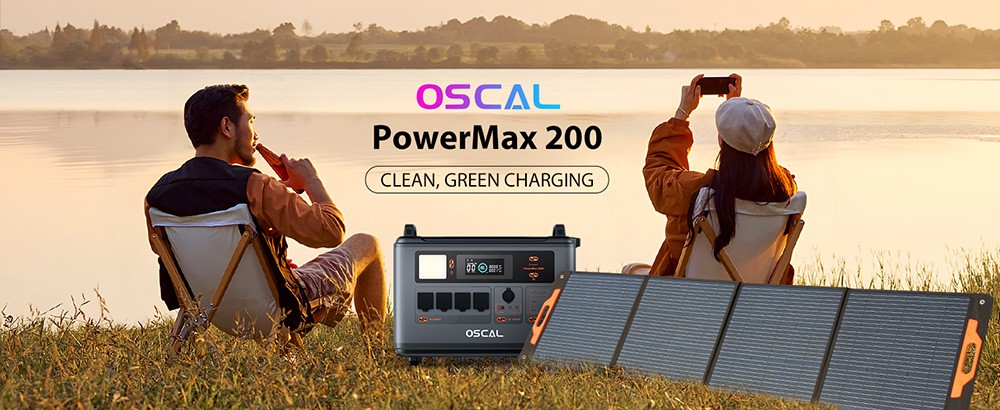 Oscal 200W Foldable Solar Panel ETFE Material ≥22% Solar Conversion Efficiency