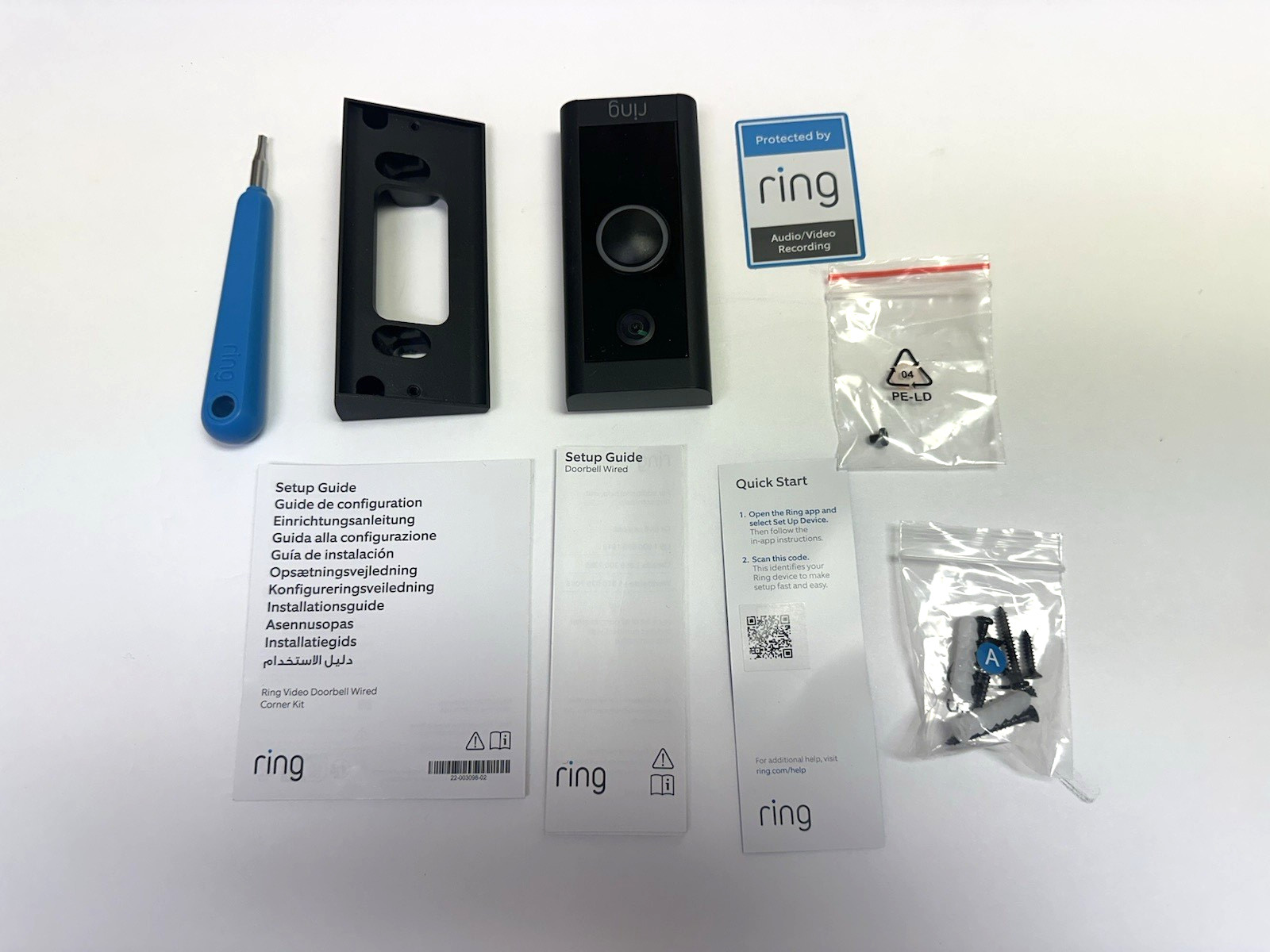 Ring 5AT3T5 Video Doorbell Wired Camera With Corner Kit