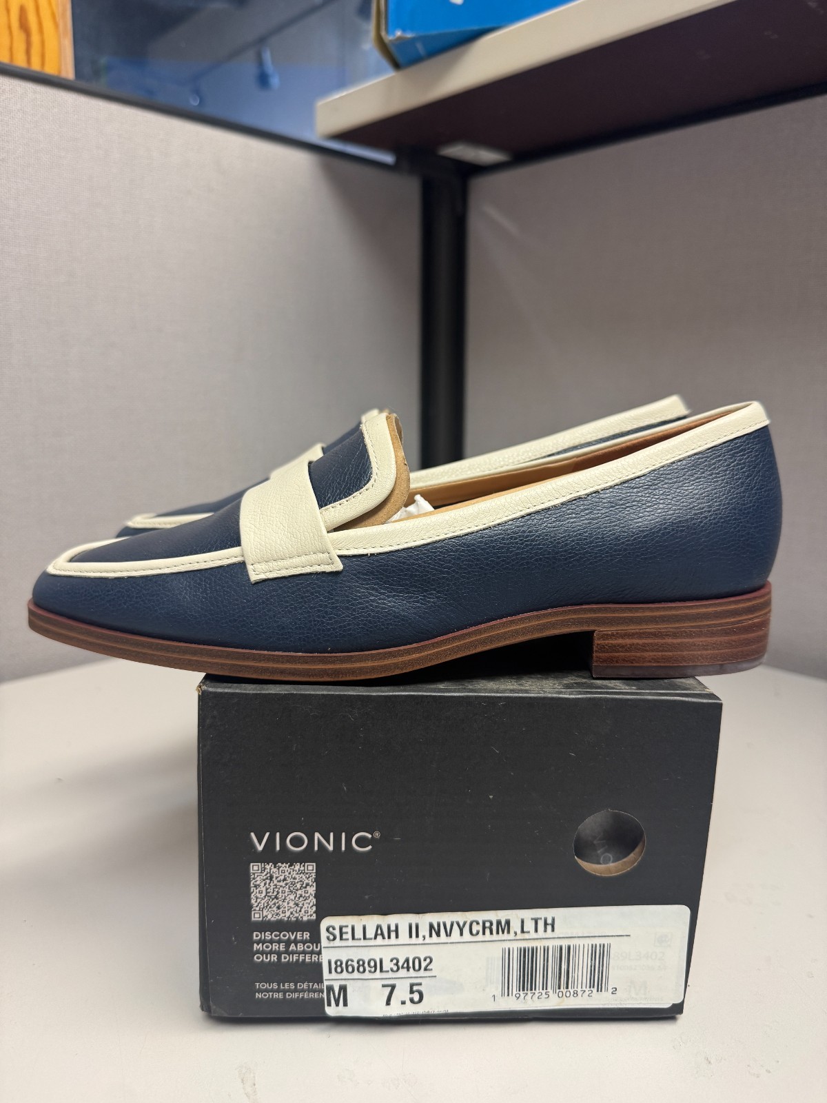 Vionic Women's Sellah Navy Cream Loafer Medium Width Multiple Sizes